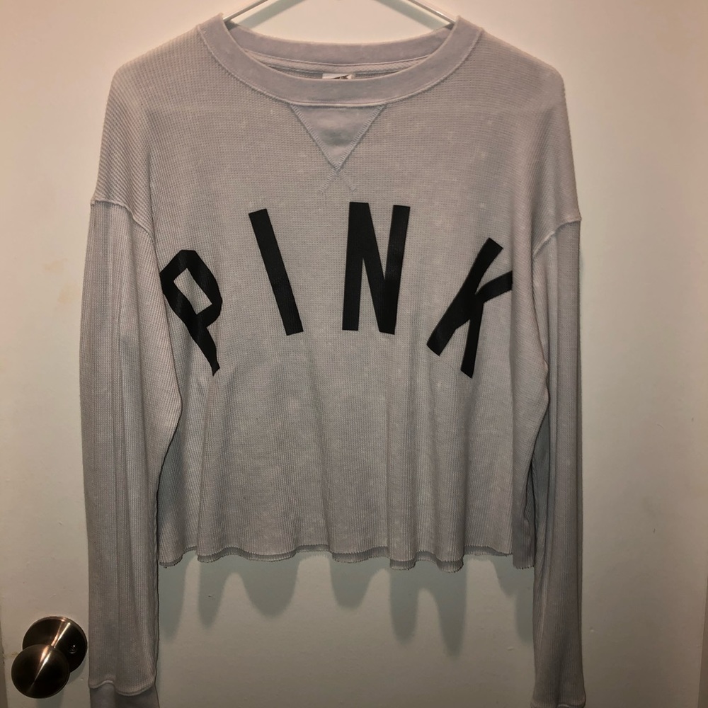 Pink, long sleeve crop top
